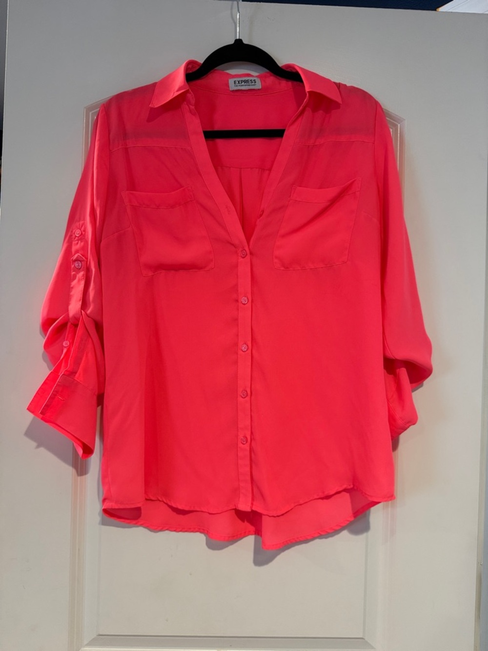Express Bright Coral Button-Down Shirt